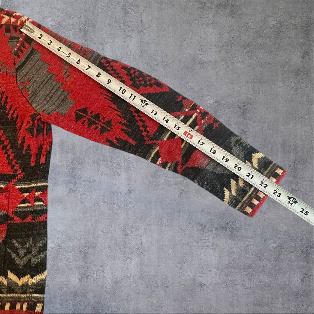 Lauren Ralph Lauren Cardigan Womens XL Red Southwestern Shawl Collar Excellent - Picture 6 of 12